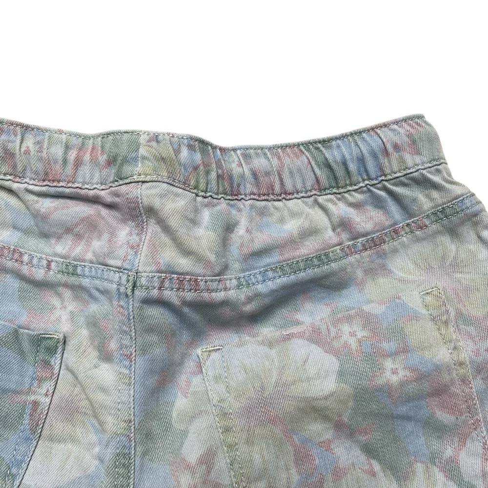 Aerie Floral Denim Shorts Blue Drawstring Elastic Waist Frayed Small - Picture 8 of 12